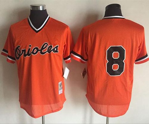 Mitchell And Ness 1988 Orioles #8 Cal Ripken Orange Throwback Stitched MLB Jersey - Click Image to Close